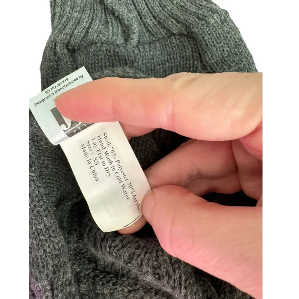Friends Forever grey cable knit dog sweater